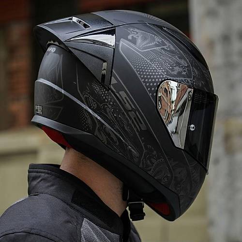 Ls2 Rap�d 2 Race Crypt Mat Siyah Kask (�ridyum Gri Viz�r + Spoiler)