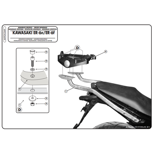 KAPPA KZ449 KAWASAKI ER-6N - ER-6F 650 (09-11) ARKA �ANTA TA�IYICI