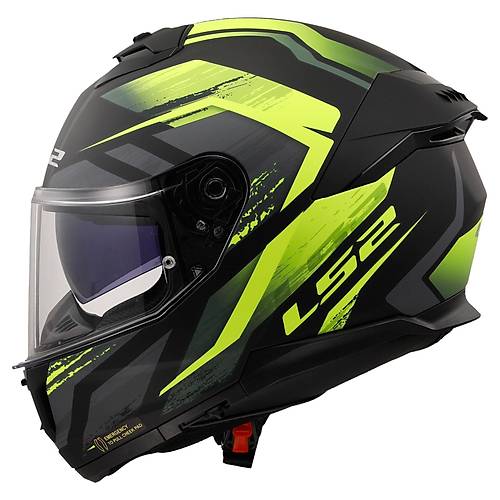 LS2 Stream 2 Fury Mat Siyah-Gri-Neon Sar Kapal Kask