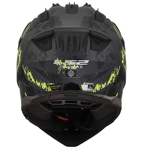 LS2 Pioneer 2 Crazy Mat Siyah-Gri-Neon Sar Cross Kask