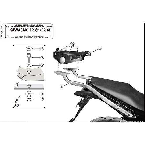GIVI 449FZ KAWASAKI ER-6N - ER-6F 650 (09-11) ARKA �ANTA TA�IYICI