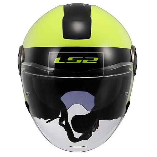 LS2 CLASSY CLASSIC S�YAH-NEON SARI KASK