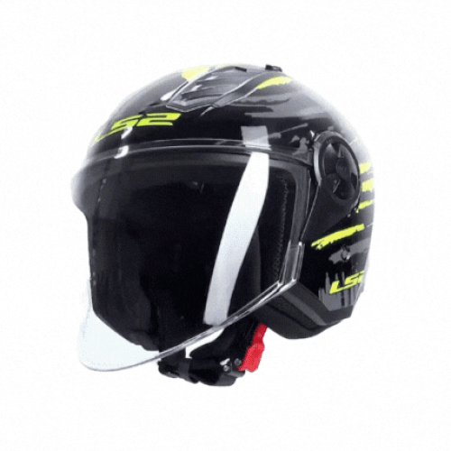 LS2 AIRFLOW 2 BRUSH S�YAH-NEON SARI KASK