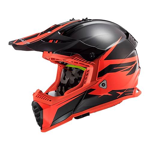 LS2 Fast Evo Roar Mat Siyah-Krmz Cross Kask