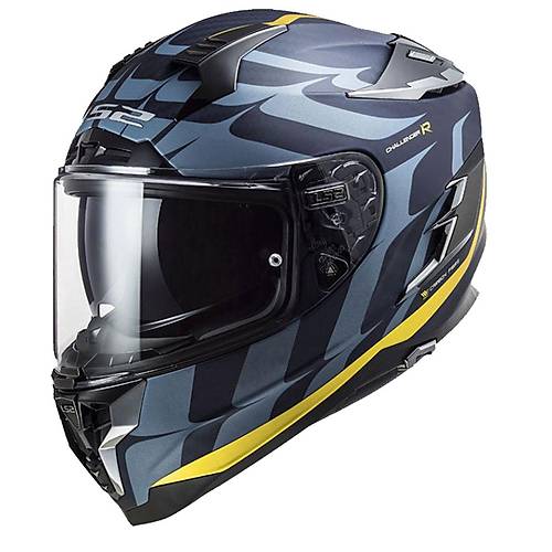 LS2 CHALLENGER C KARBON FLAMES S�YAH-KARBON-SARI KASK