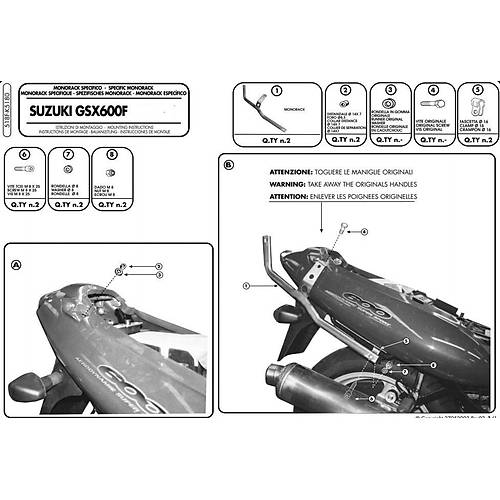 GIVI 518F SUZUKI GSX 600 - 750 F (98-02) ARKA �ANTA TA�IYICI