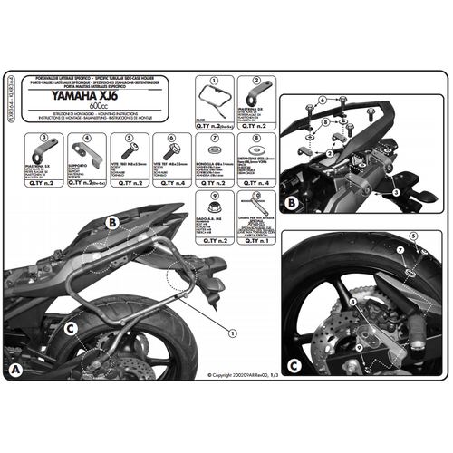 GIVI PLXR364 YAMAHA XJ6 DIVERSION (09-15) YAN �ANTA TA�IYICI