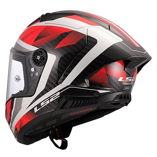 LS2 THUNDER KARBON GP AERO RAUTE BEYAZ-KIRMIZI KASK
