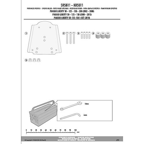 GIVI SR5611 PIAGGIO LIBERTY 50-125-150-200 I-GET (02-24) ARKA �ANTA TA�IYICI