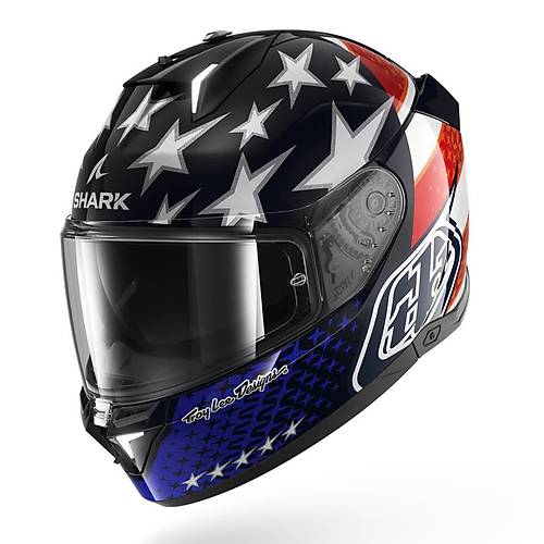 Shark Skwal i3 US Flag Laci Krmz Beyaz Kapal Kask