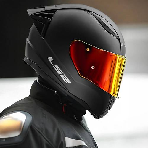 LS2 RAPID 2 R MAT SYAH MOTOSKLET KASKI IRIDIUM KIRMIZI VE EFFAF VZR + SPOLER