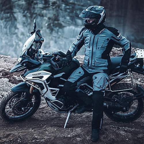 Modeka Panamericana II Waterproof Siyah-Ak Gri 4 Mevsim Motosiklet Montu
