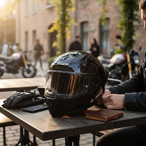 LS2 Rapid 2 R Parlak Siyah Motosiklet Kask (Siyah ve effaf Vizr + Spoiler)