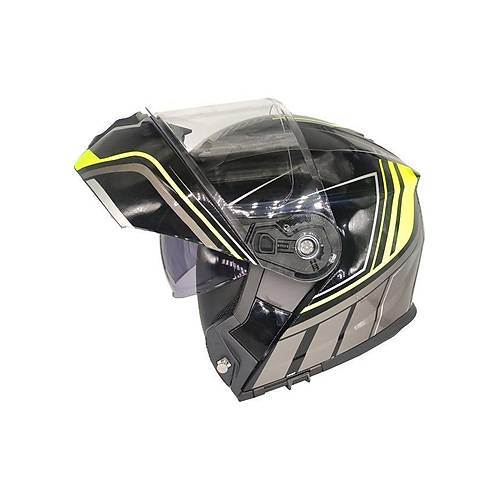 MTS M 966 Siyah-Neon Yeil ene Alr Kask