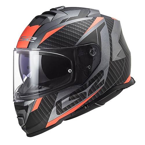 LS2 Storm 2 Racer Mat Titanium-Neon Turuncu Kapal Kask