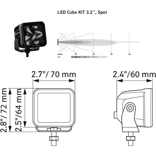 HELLA 3.2 CUBE KIT 2 L� MOTOS�KLET S�S FARI LED TAKIMI