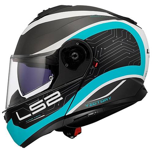 LS2 Strobe 2 Victory Mat Titanium-Beyaz-Metal Mavi ene Alr Kask