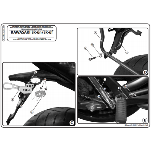 GIVI PLX449 KAWASAKI ER-6N - ER-6F 650 (09-11) YAN �ANTA TA�IYICI