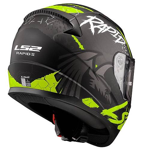 LS2 RAPID 2 RAVEN MAT S�YAH-GR�-NEON SARI KASK