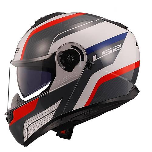 LS2 STROBE 2 MONZA SYAH-BEYAZ-KIRMIZI KASK