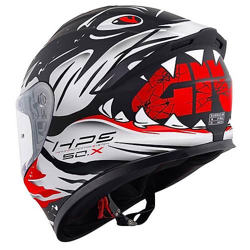 GIVI 50.X SHARKBITE MAT SYAH-BEYAZ-KIRMIZI KASK
