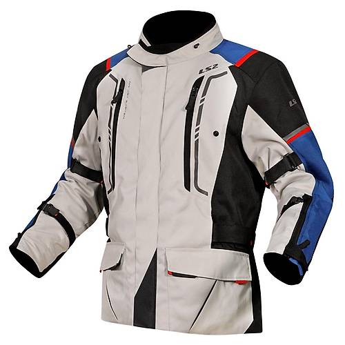 LS2 Narvik Mavi-Siyah-Gri-Krmz Klk Motosiklet Montu