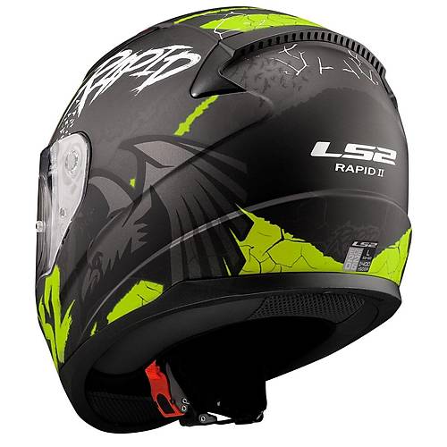 LS2 RAPID 2 RAVEN MAT S�YAH-GR�-NEON SARI KASK