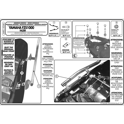 KAPPA KZ348 YAMAHA FZS 1000 FAZER (01-05) ARKA �ANTA TA�IYICI
