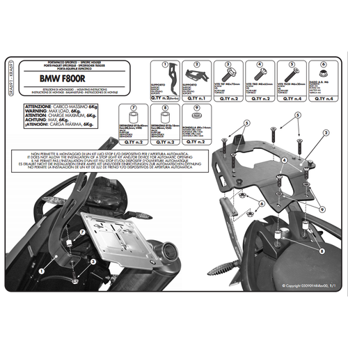 KAPPA KR691 BMW F 800 R (09-14) ARKA �ANTA TA�IYICI