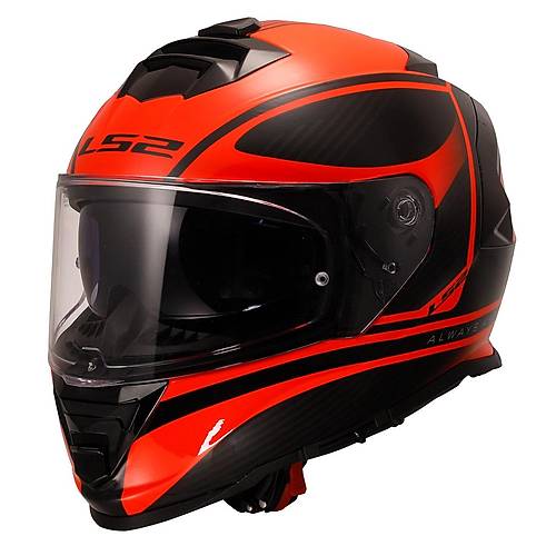 LS2 STORM 2 DODGER MAT S�YAH-NEON TURUNCU KASK