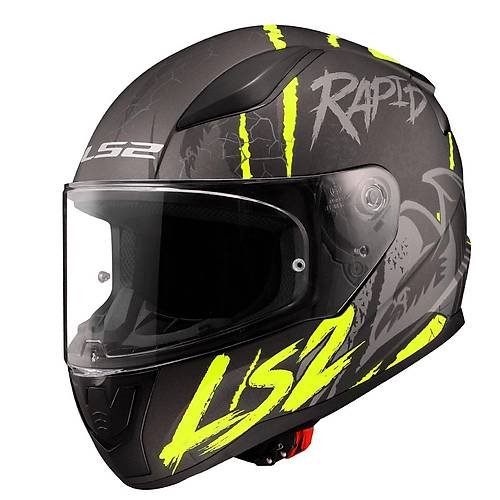 LS2 RAPID 2 RAVEN MAT S�YAH-GR�-NEON SARI KASK