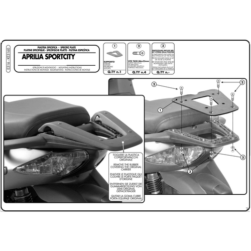 KAPPA KE3160 APRILIA SPORTCITY 125-200-250 (04-08) ARKA �ANTA TA�IYICI
