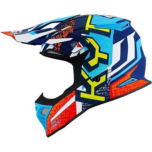 KYT SKYHAWK KASK HYPERFLOW MATT LIGHT BLUE / RED