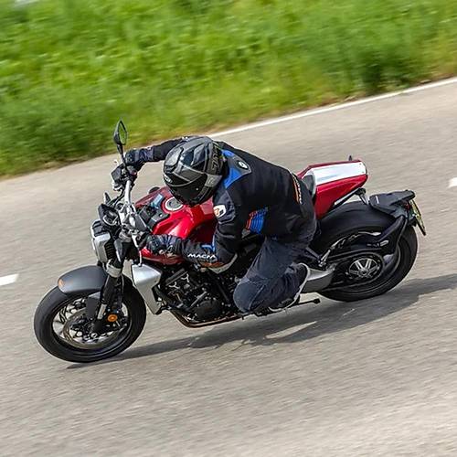 Macna Novic Siyah-Mavi-Turuncu Yazlk Fileli Motosiklet Montu