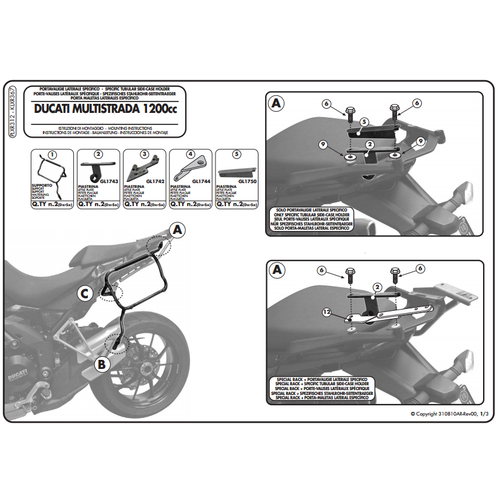 GIVI PLXR312 DUCATI MULTISTRADA 1200 (10-14) YAN �ANTA TA�IYICI