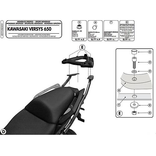 GIVI 451FZ KAWASAKI VERSYS 650 (10-14) ARKA �ANTA TA�IYICI