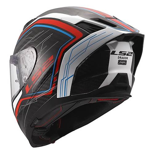LS2 DRAGON KARBON SUBIC BEYAZ-MAV�-KIRMIZI KASK