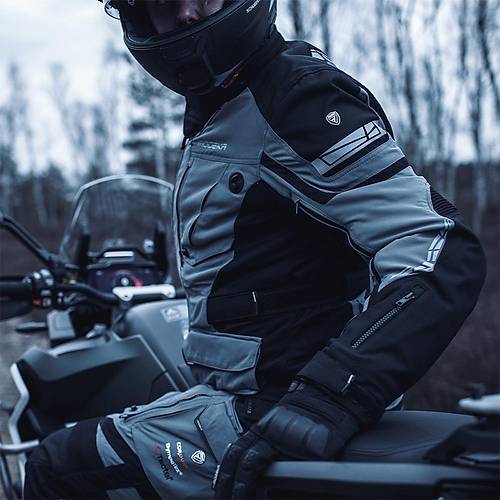 Modeka Panamericana II Waterproof Siyah-Ak Gri 4 Mevsim Motosiklet Montu
