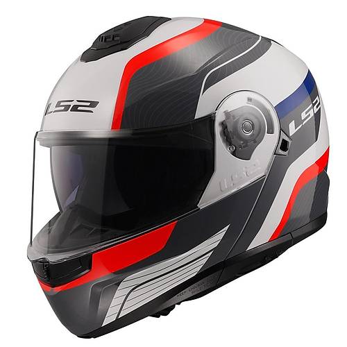 LS2 STROBE 2 MONZA SYAH-BEYAZ-KIRMIZI KASK
