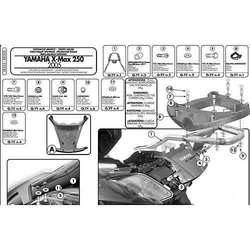 KAPPA KR355 YAMAHA X-MAX 125-250 (05-09) ARKA �ANTA TA�IYICI