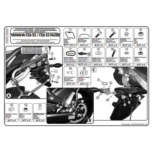 KAPPA KLX360 YAMAHA FZ6 S2 - FZ6 600 FAZER S2 (07-11) YAN �ANTA TA�IYICI