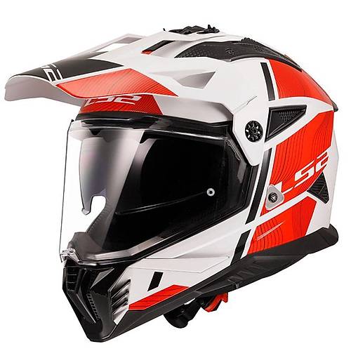 LS2 Pioneer 2 Hill Beyaz-Krmz Cross Kask