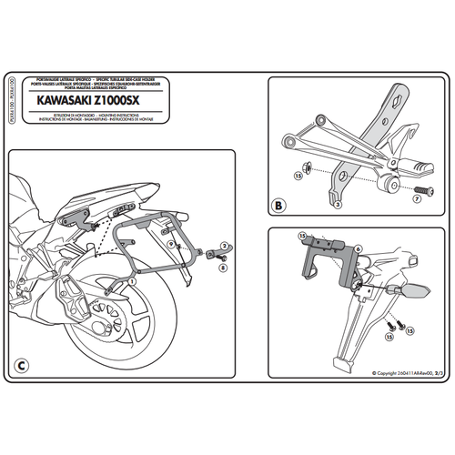 GIVI PLXR4100 KAWASAKI Z 1000 SX (11-21) YAN �ANTA TA�IYICI