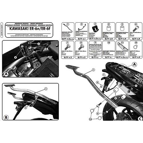 GIVI 449FZ KAWASAKI ER-6N - ER-6F 650 (09-11) ARKA �ANTA TA�IYICI