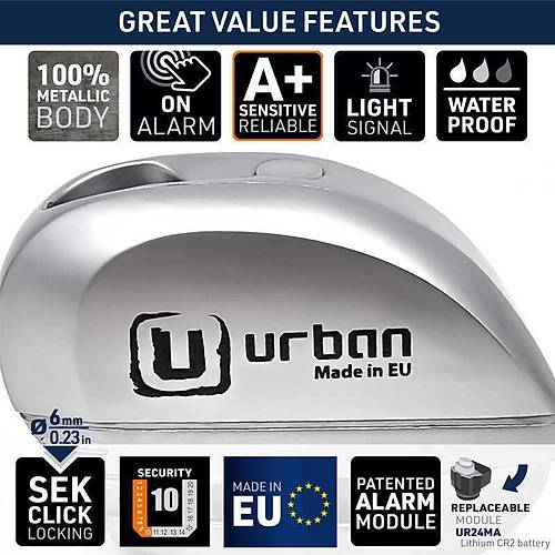 URBAN SECURITY UR22 VESPA UYUMLU ALARMLI D�SK K�L�D� 6MM P�M