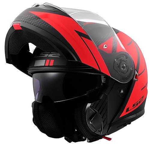 LS2 STROBE 2 CODE MAT S�YAH-KIRMIZI KASK