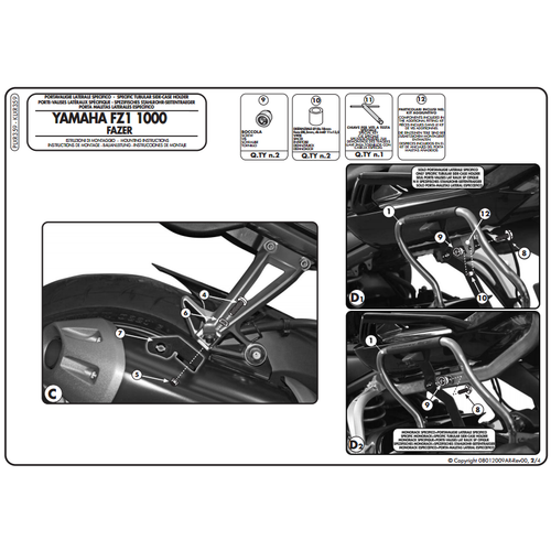 GIVI PLXR359 YAMAHA FZ1 FAZER 1000 (06-15) YAN �ANTA TA�IYICI