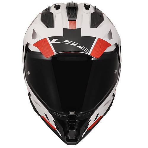 LS2 Pioneer 2 Hill Beyaz-Krmz Cross Kask