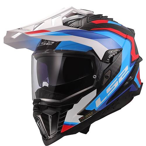 LS2 Explorer C Karbon Frontier II Beyaz-Mavi Cross Kask