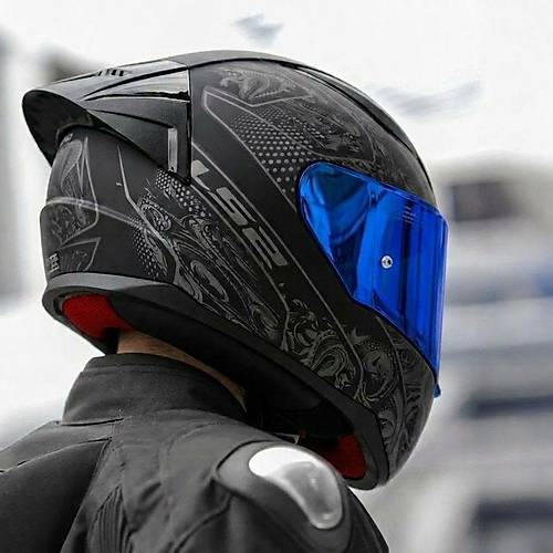 Ls2 Rap�d 2 Race Crypt Mat Siyah Kask (Mavi Viz�r + Spoiler)